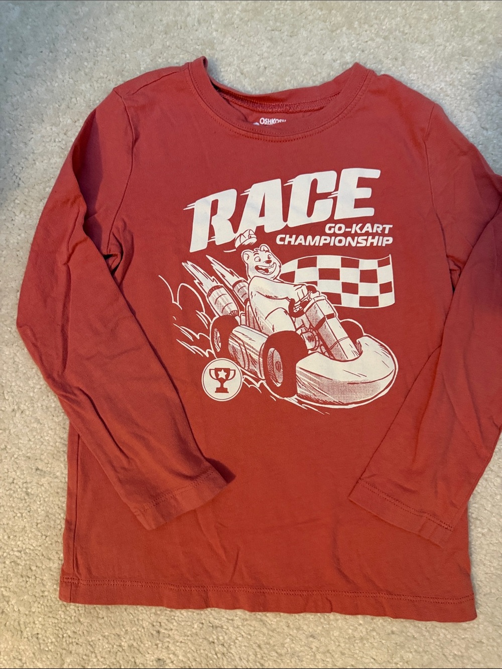 OshKosh B'gosh Red Long-Sleeve Go-Kart 'Race' Graphic Tee